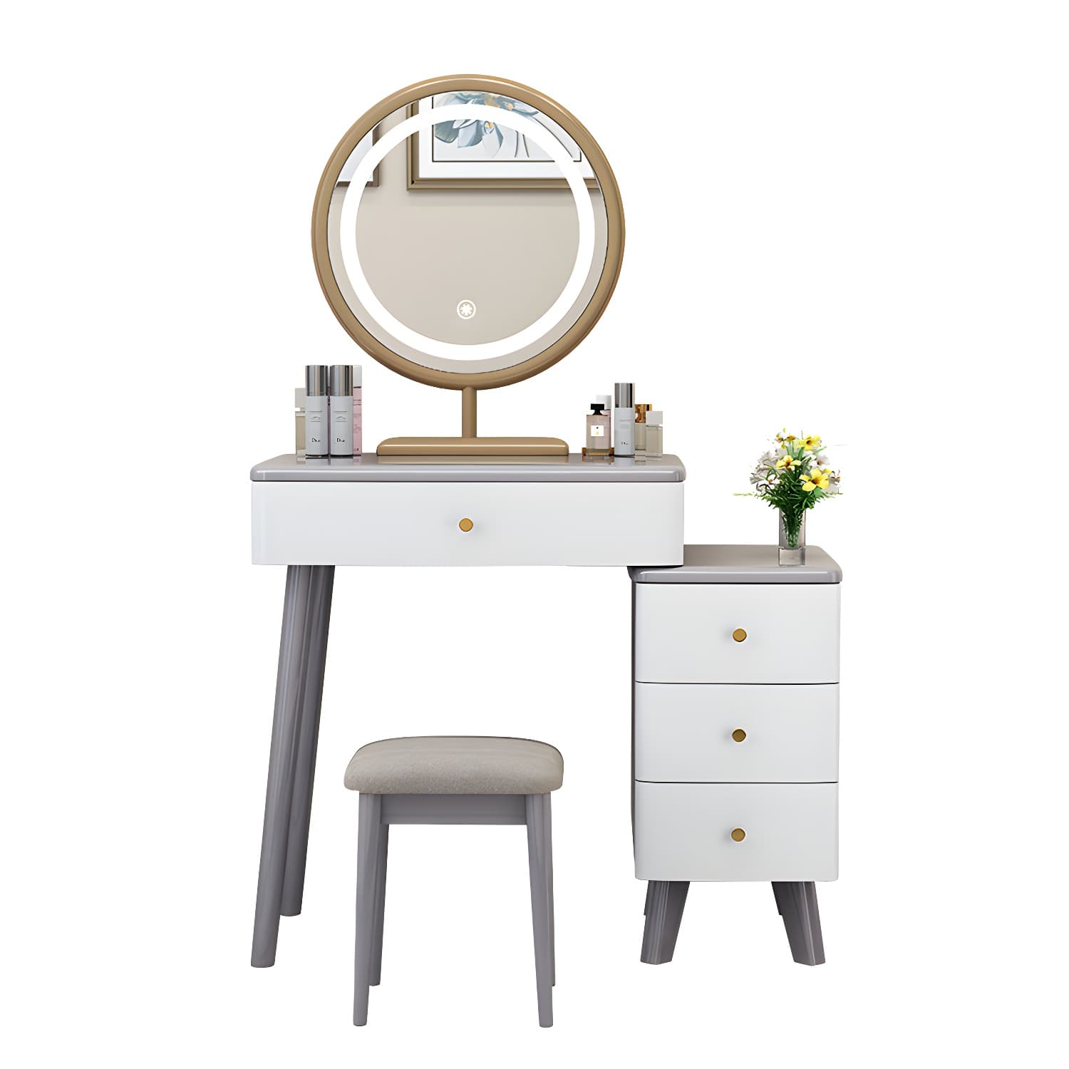 Solid Wood Makeup Vanity Desk Modern Makeup Vanity Desk Table with 4 Drawers - image 7