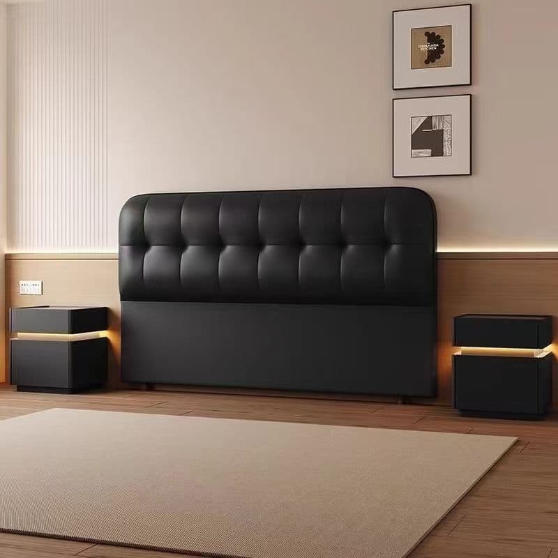 Modern Simple Style Panel Headboard with No Distressing, Piled Tufted Rectangle Design for California King/King/Queen Bed, Featuring Sponge Upholstery and Standard Height