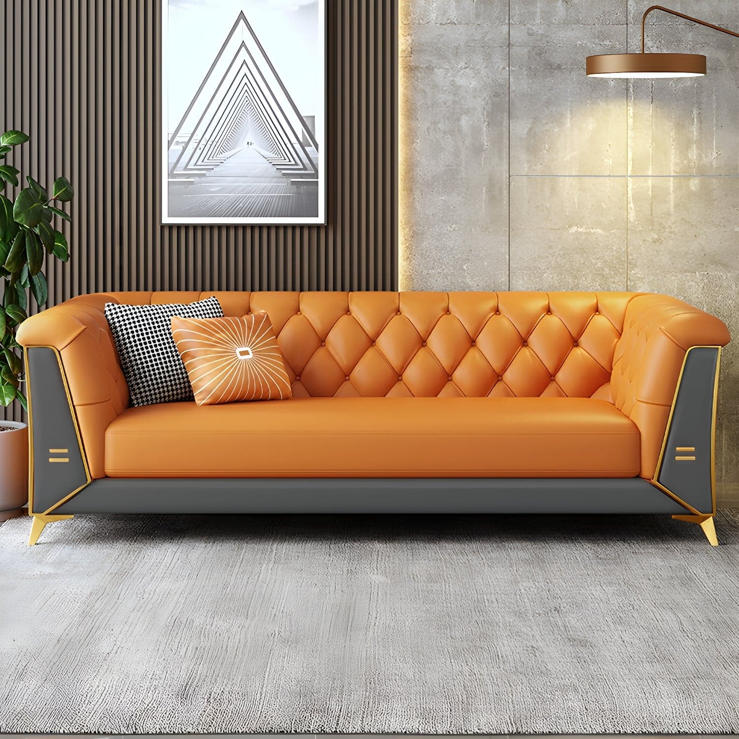 Glam Wood Frame Standard Sofa with Tuxedo Arms in Solid Color - image 4
