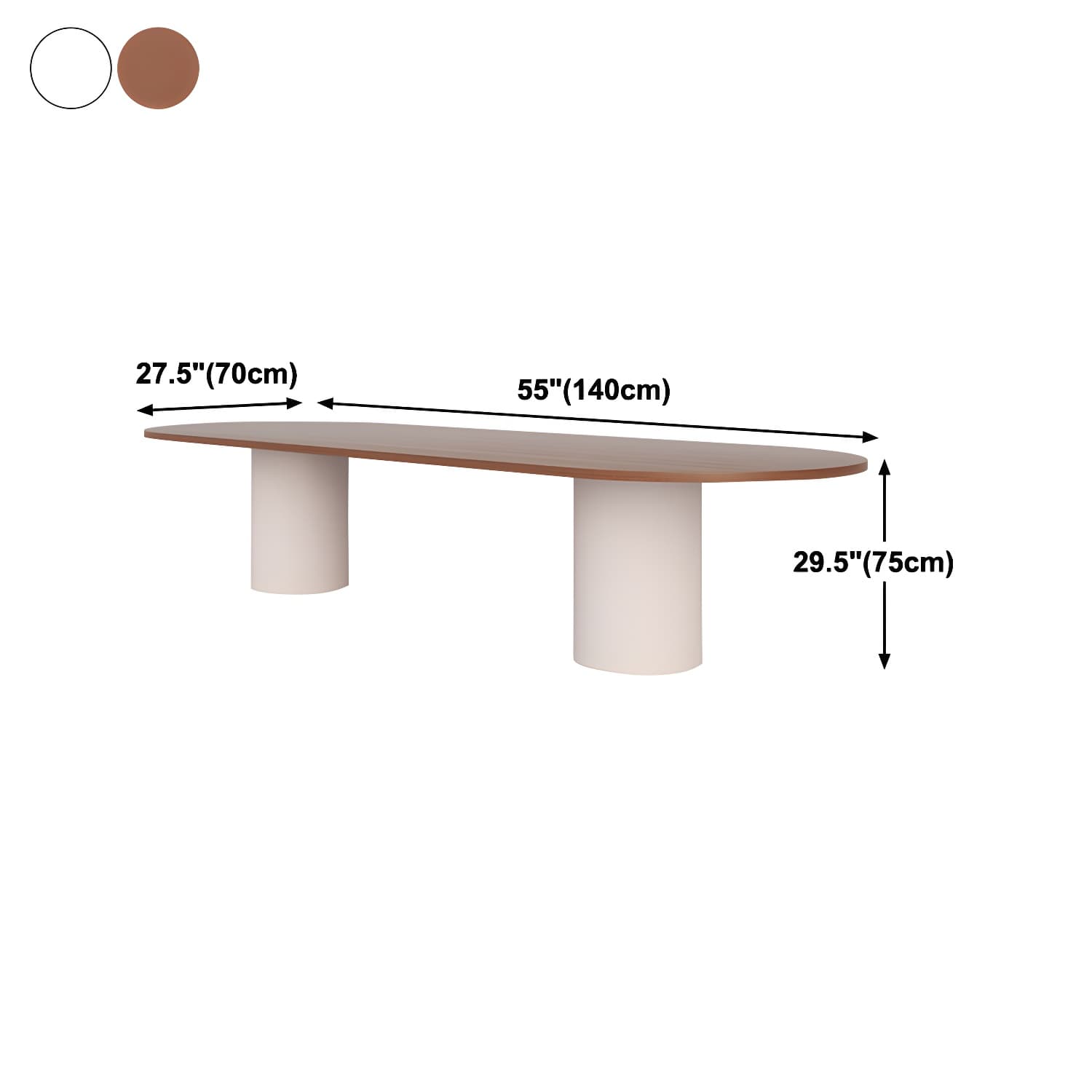 Contemporary Wood Top Oval Dinette Table White Base Dining Table for Living Room - image 8