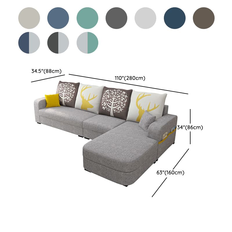 Modern Reversible L-Shape Wooden Frame Sectional Sofa with Square Arm and Storage Included - image 16