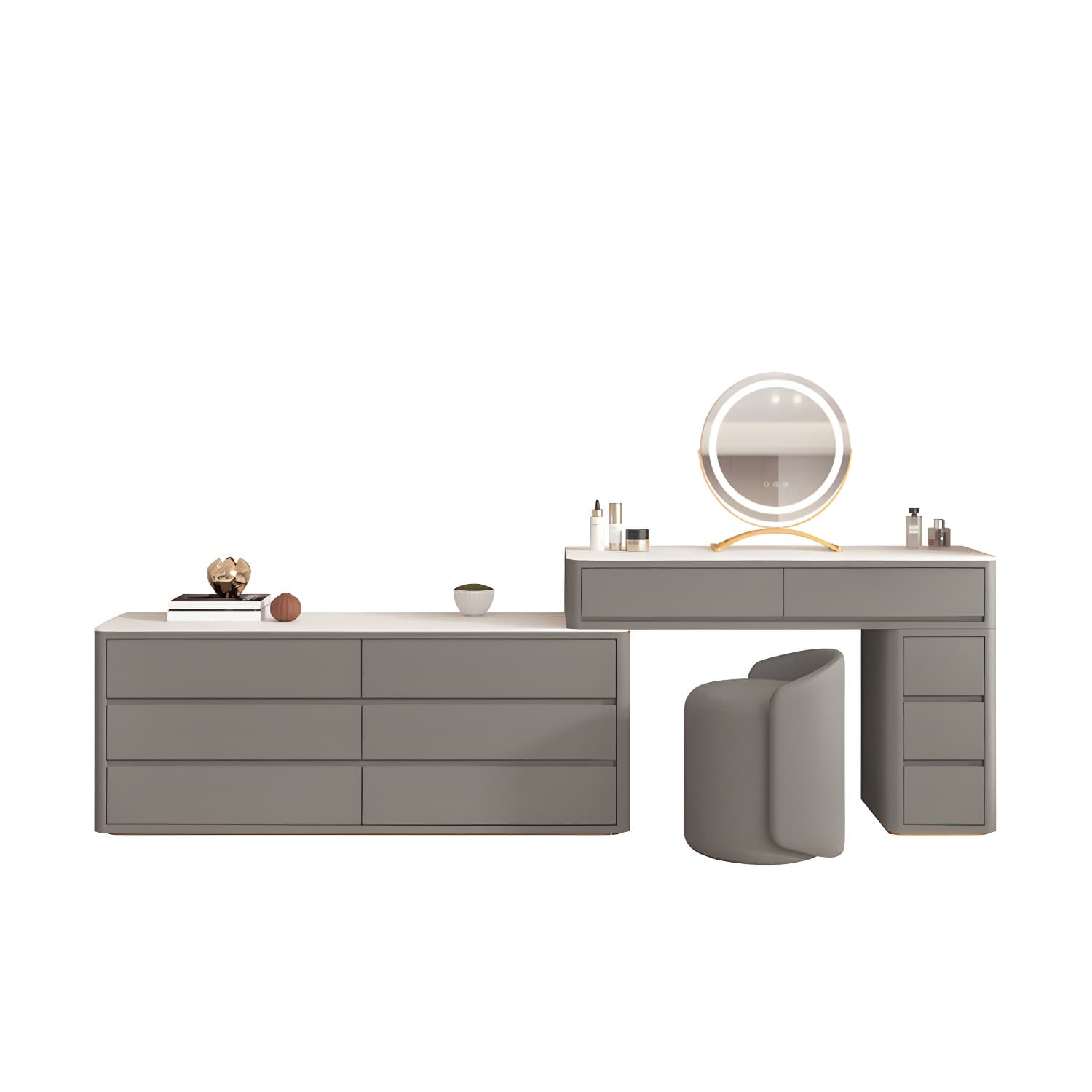 Large Wood Makeup Vanity with Stone Top and 11 Drawers - Organize Your Beauty Essentials - image 13