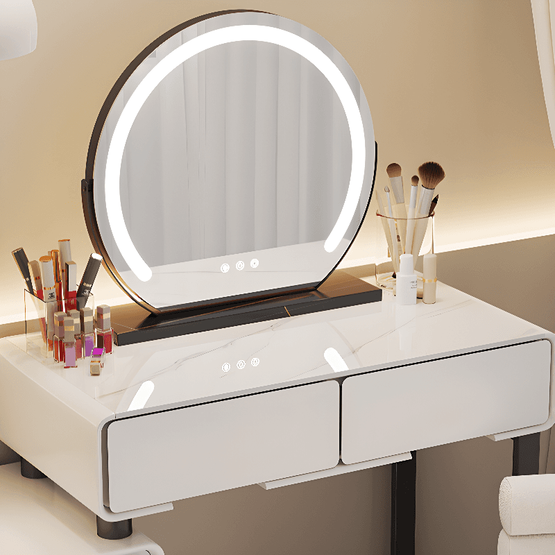 Standard/Small Lumber Vanity Set with 4/5 Drawers, White Seating, Mirror Lights, and Lighting System - image 5