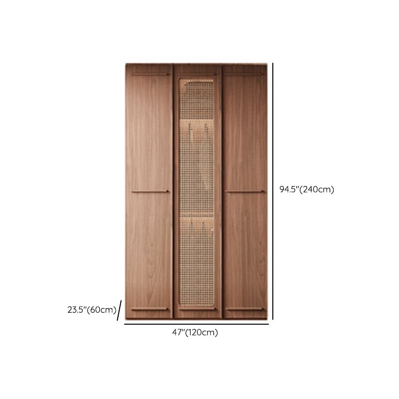 Simplistic Wood Color Timber Wardrobe Closet with Soft Close Door, Interior Shelves, and Hanging Rod - image 13