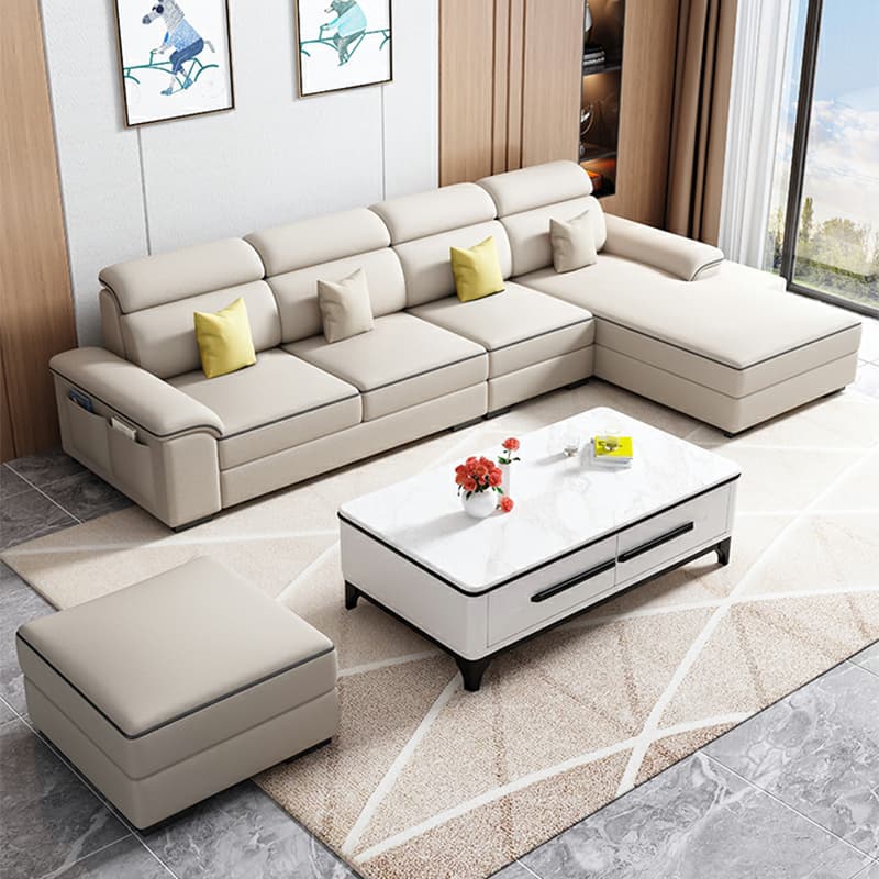 Modern L-Shape Right Hand Facing Sofa & Chaise with Concealed Support - image 7