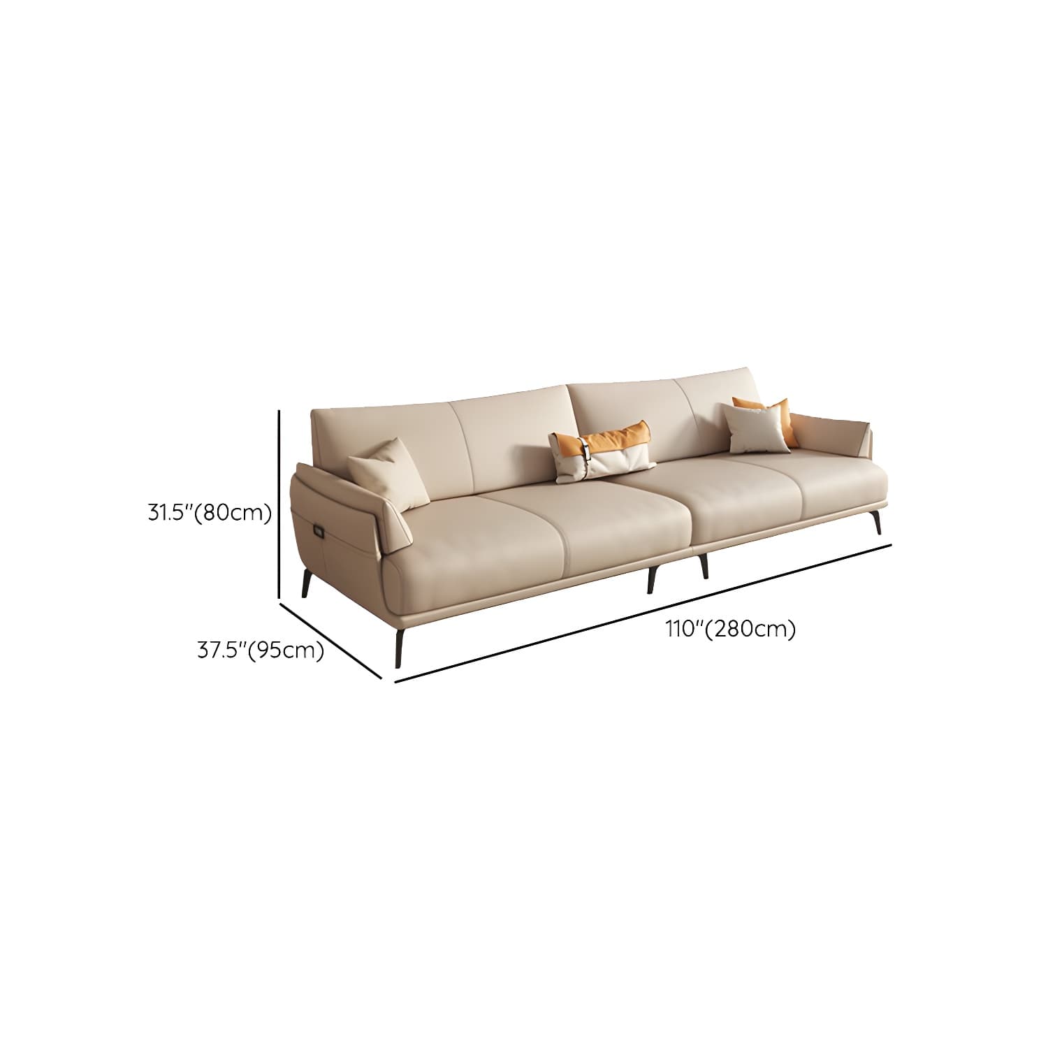 Modern Genuine Leather Sectional Sofa with Wood Frame and Stationary Design - image 13