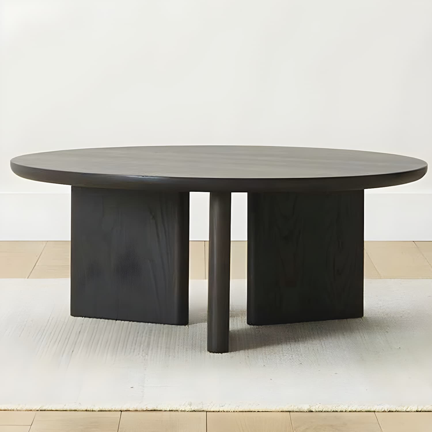 Contemporary Solid Wood Coffee Table Round Abstract Coffee Cocktail Table - image 11