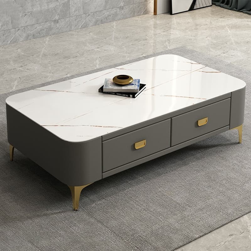 Modern Oblong Stone Coffee Table with Water and Scratch Resistant - image 4