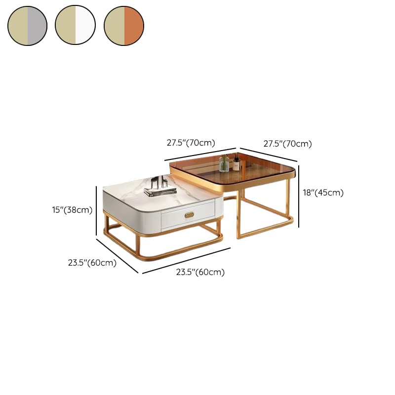 Square Double Nesting Accent Table with Framework Base for Home - image 15