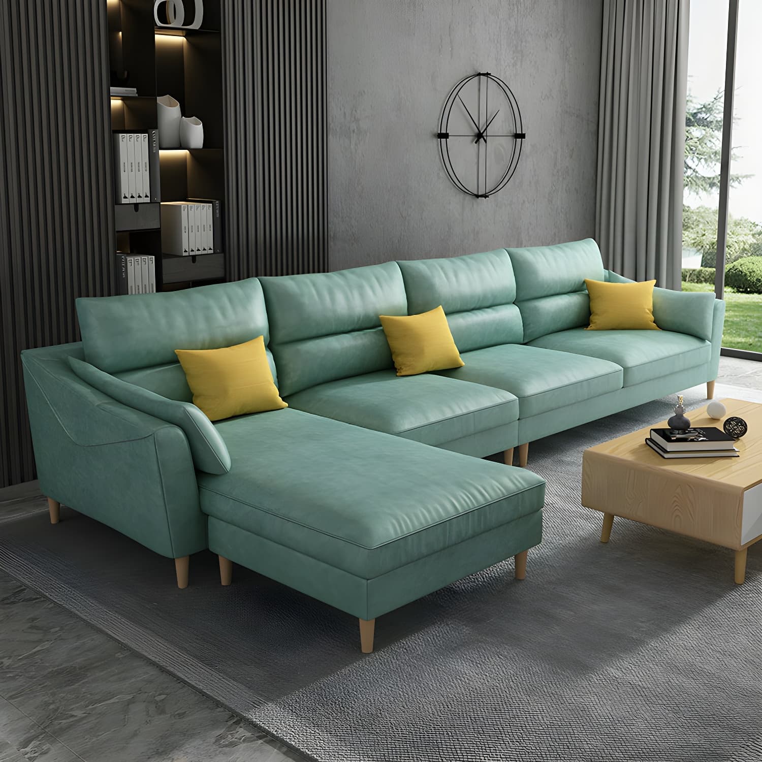 Scandinavian Wood Frame Straight Modular Sofa with Slipcover and Ottoman in 3 Piece Set - image 4