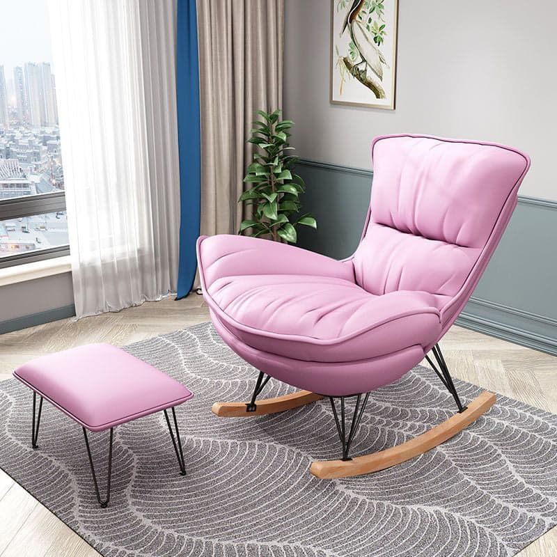 Natural Wood Armless Upholstered No Scratch or Stain Resistance Indoor Rocking Chair - image 8