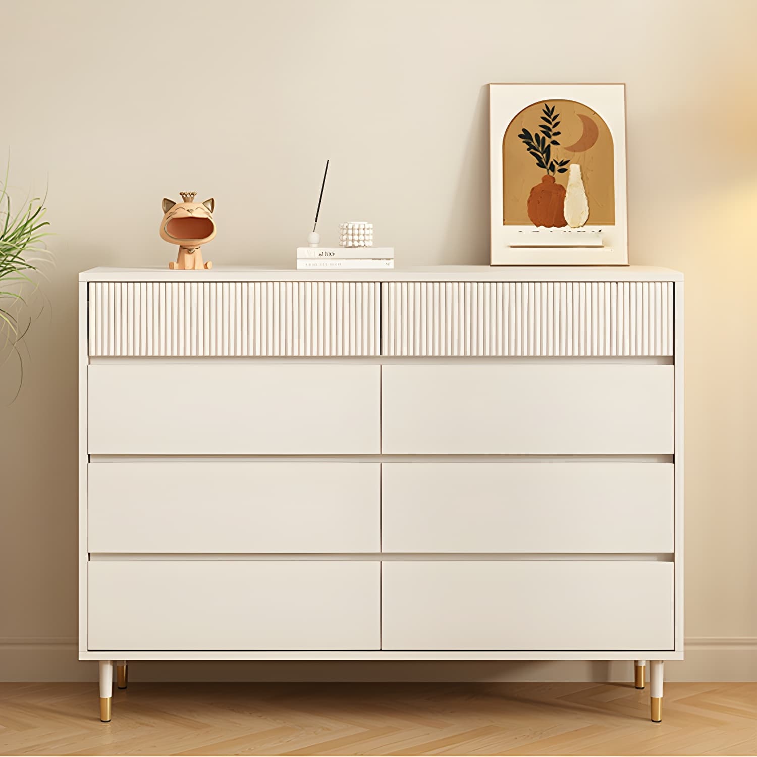 Stylish Wood Double Dresser with Soft Close Drawers - Organize Your Bedroom in Style