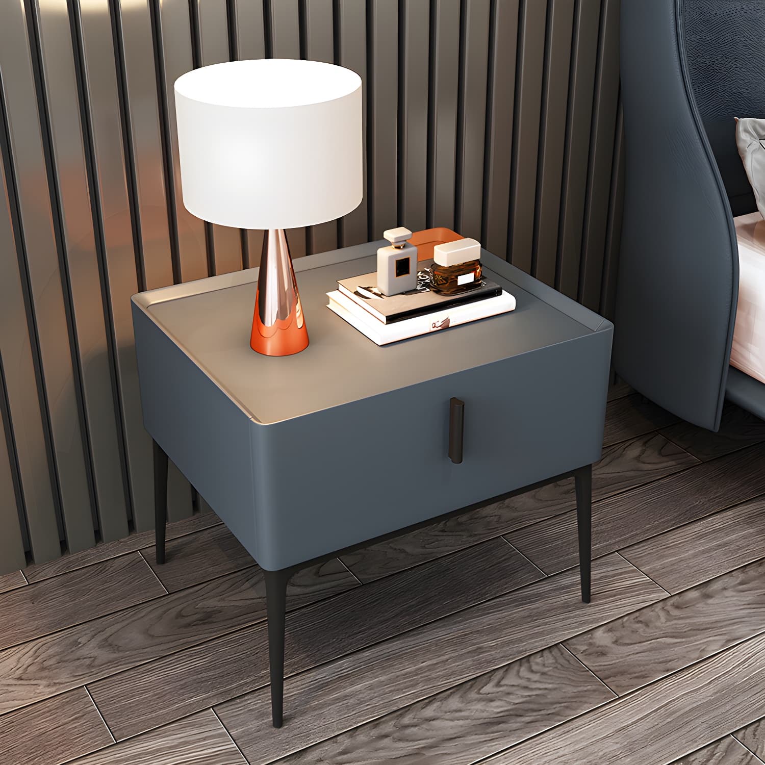 Mid-Century Modern 19-inch Tall Night Table 4 Legs Nightstand with 1 Drawer - image 12