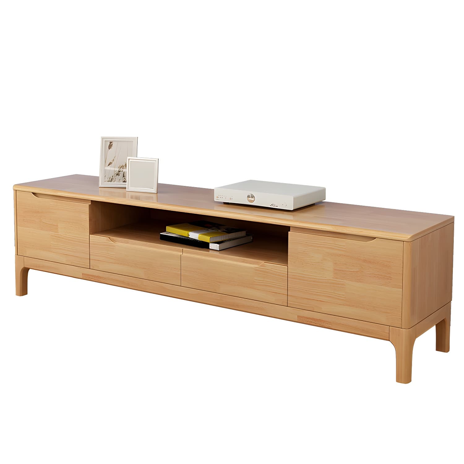 Rubber Wood Media Console Modern 2 Doors TV Console with Splayed Wooden Legs - image 9