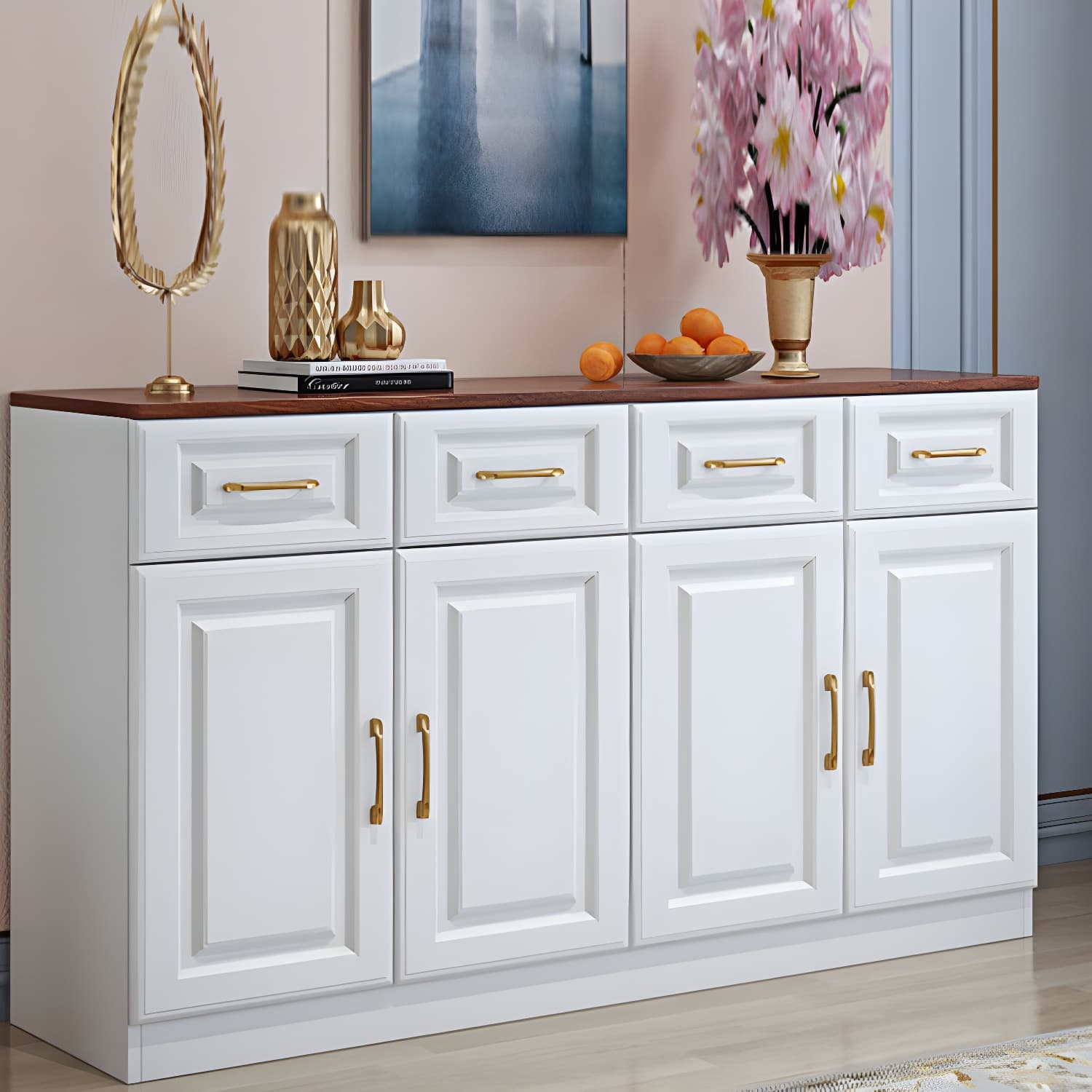 Modern Wood Buffet Sideboard with Drawers, Cabinets, and Shelves - image 18