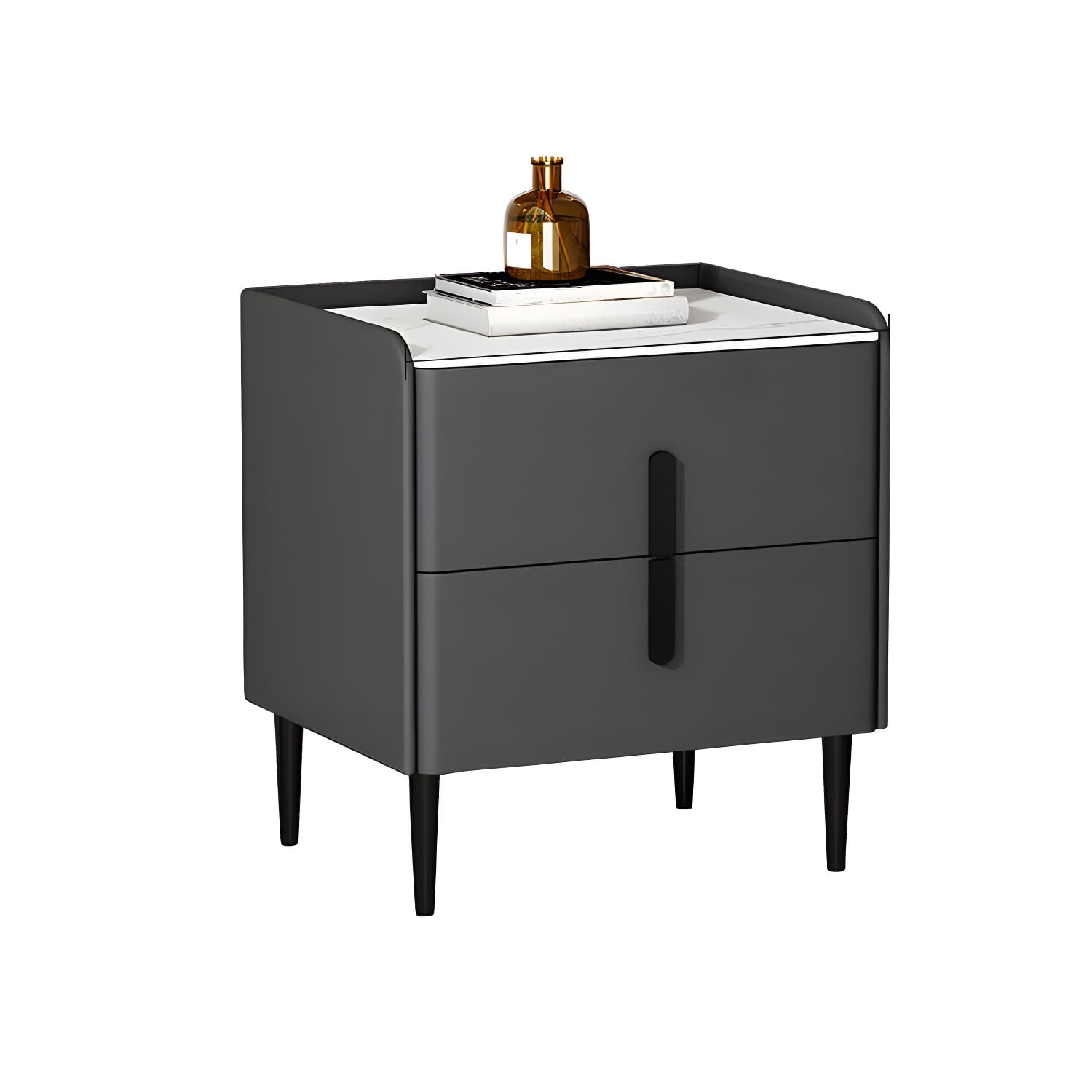 Stone Accent Table Nightstand Modern Bedside Cabinet for Bedroom - image 26