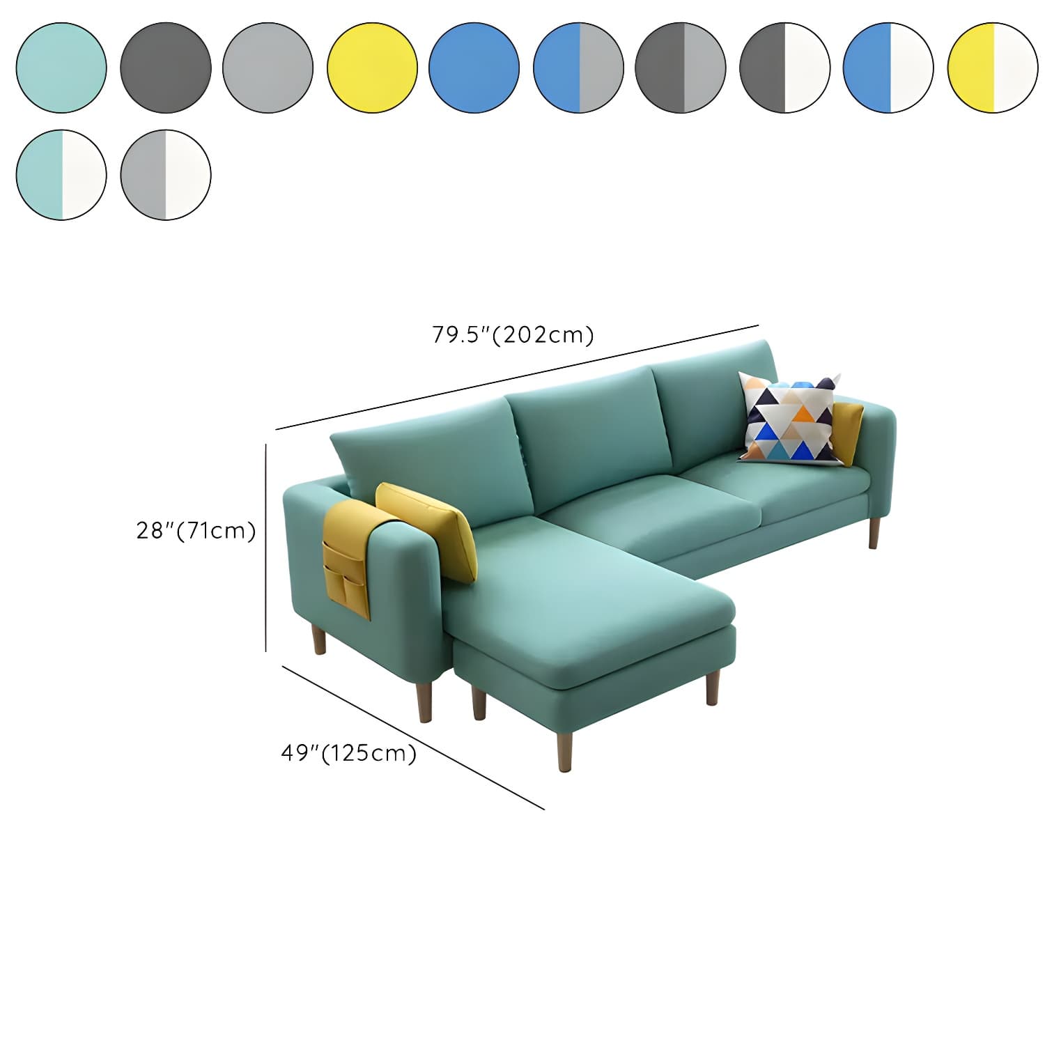 79.5" W L-Shaped Sectional Sofa with Square Arm and Bolster Pillows - image 21