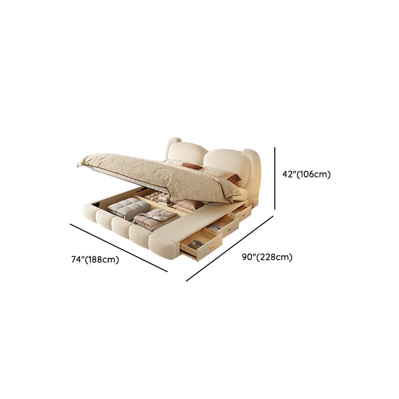 Solid Color Storage Included Panel Bed with 3 Storage Boxes and Panel Headboard, Upholstered in Sponge - image 17