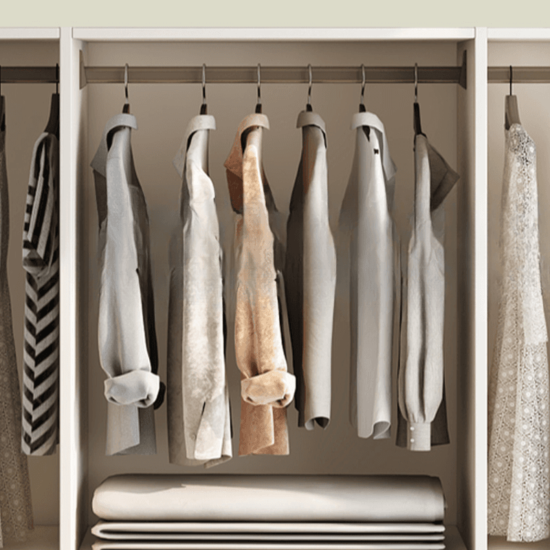 Minimalist Chalk Wooden Cabinet Armoire with Soft Close Drawer, Soft Close Door, Interior Shelves, and Clothing Rod - image 7