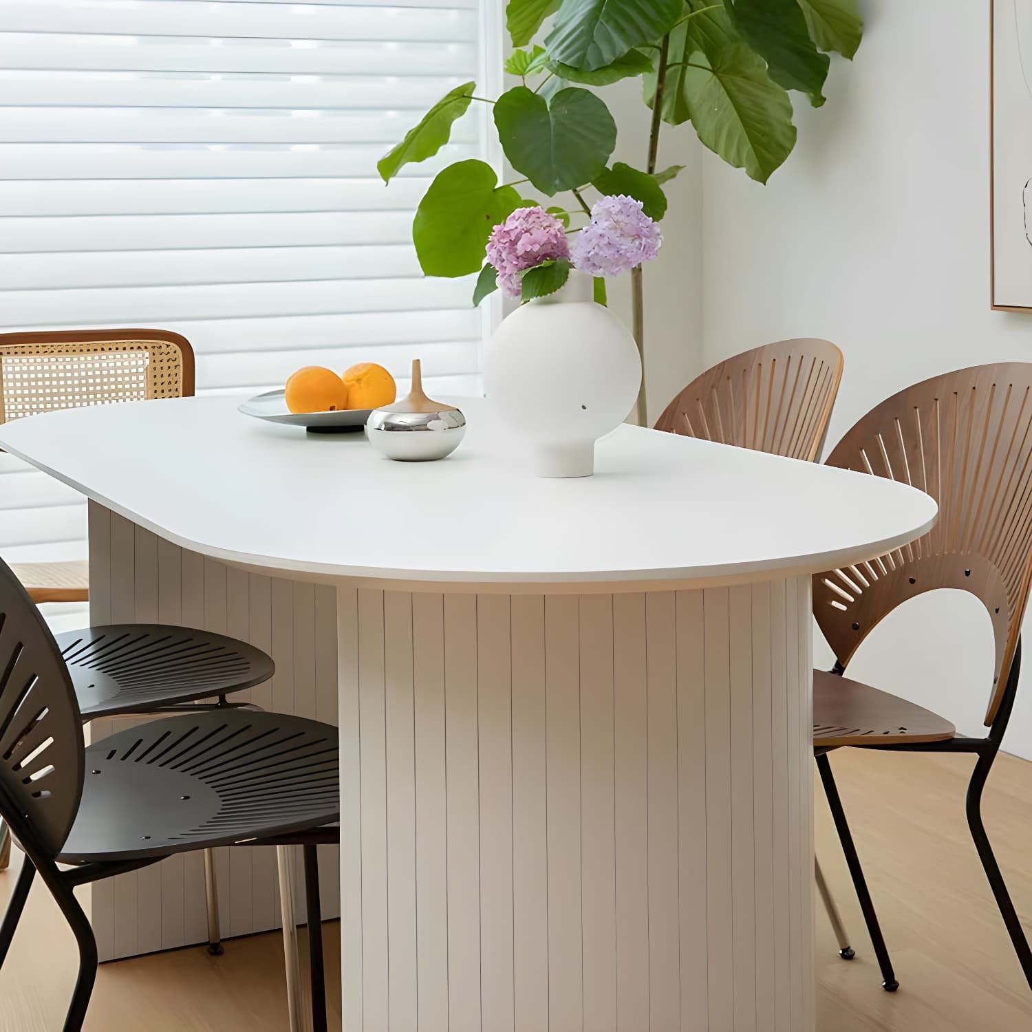 Oval Double Pedestal Modern Dining Table Fixed Table with Solid Wood - image 9