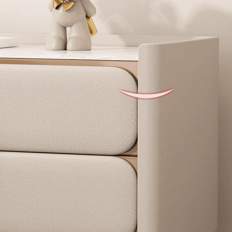 Simplistic Nightstand With Drawer Storage, 2 Drawers, Sintered Stone Countertop, and Leg - image 12