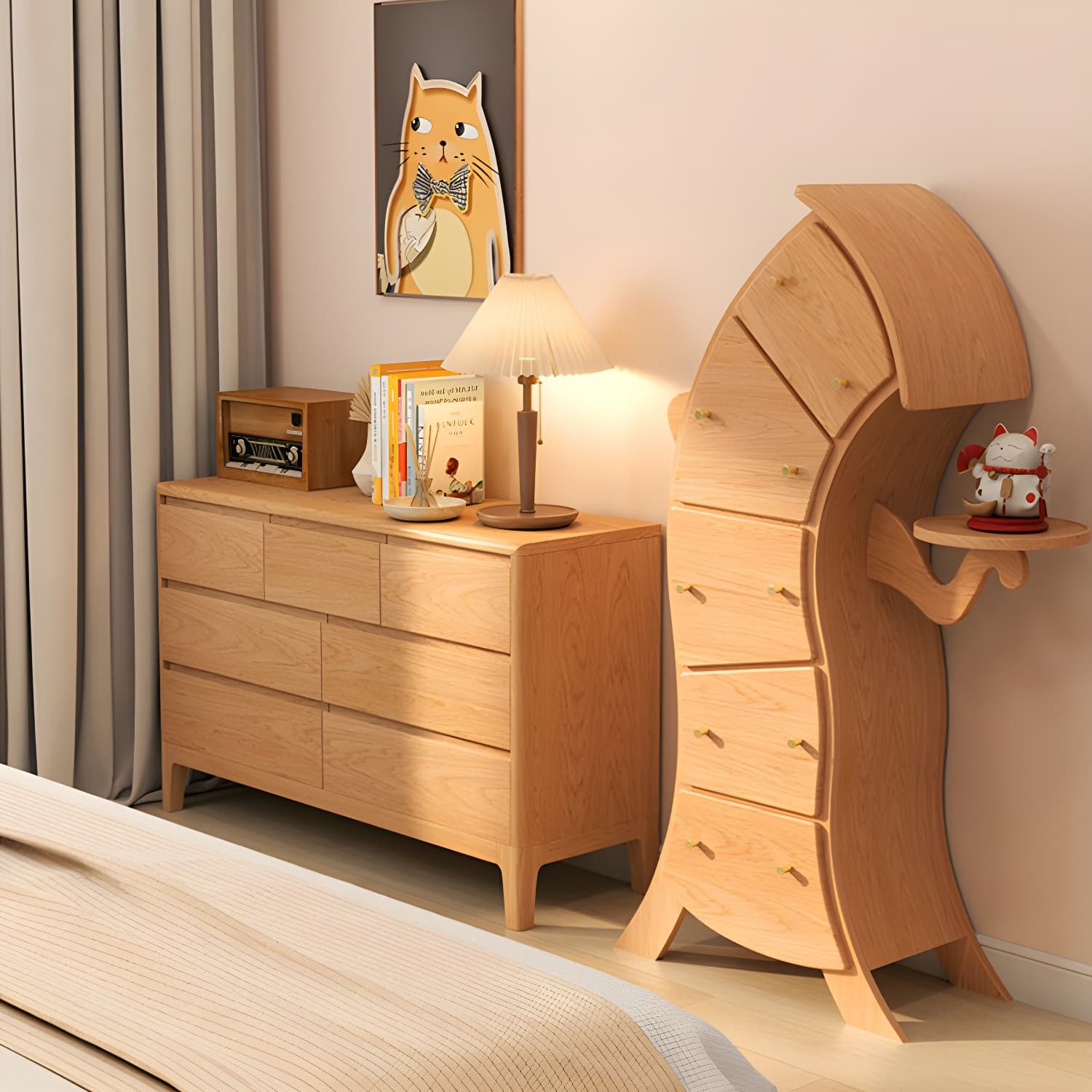 Scandinavian Style Rectangle Accent Chest with Wood Counter Top and Drawers - image 6