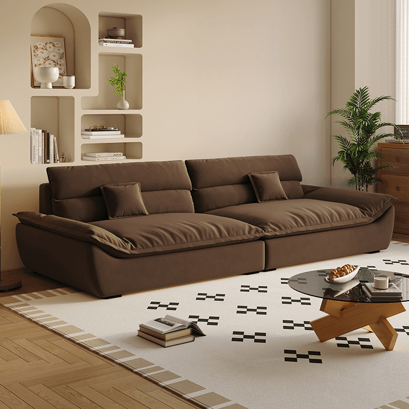Modern Solid Color Scratch-defiant Standard Sofa in Light Gray/Taupe/Citrus Color, 3-seater with 2 Pillows - image 4