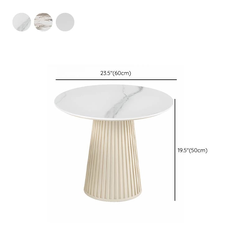 Scratch-repellent White Sintered Stone Rounded 1 Tier Single/Nested Side Table with Single Pedestal Base for Indoor Use - image 16