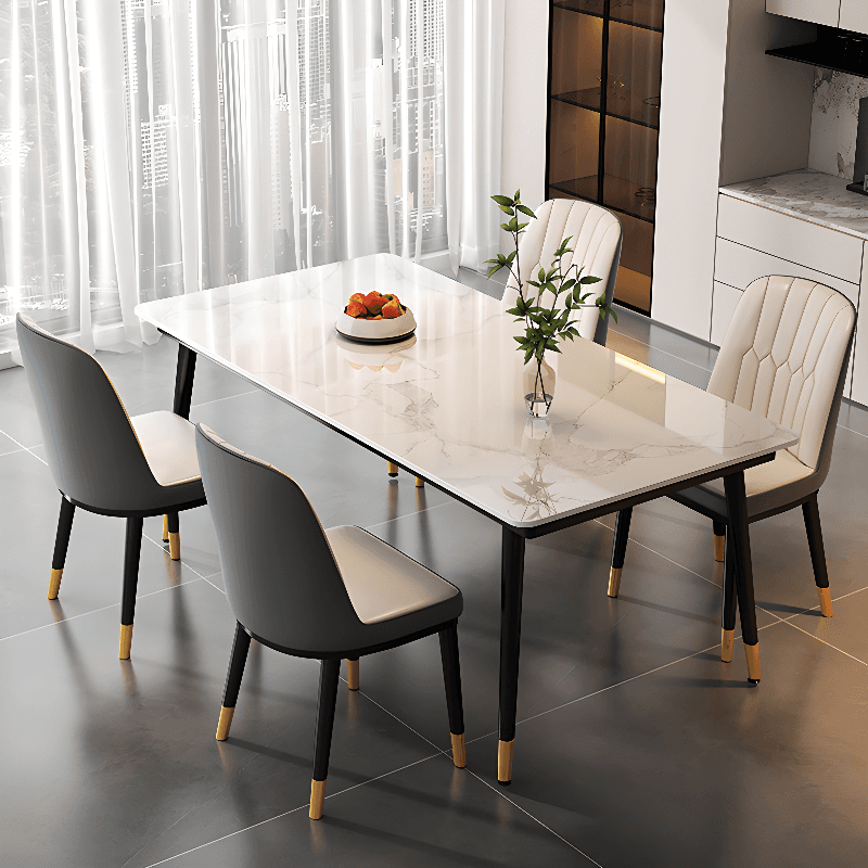Art Deco Rectangle Scratch-repellent Fixed Table/Dining Table with Ink legs and Sintered Stone top Seats 4/Seats 8/for 6 - image 15