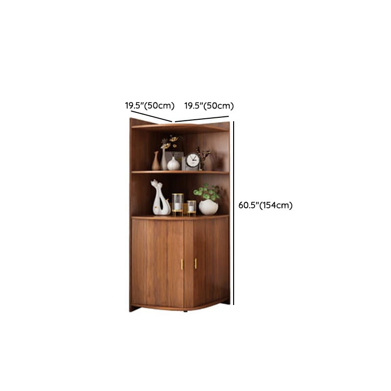 Corner Coastal Brown Wood Corner Accent Cabinet with 2 Shelves - image 13