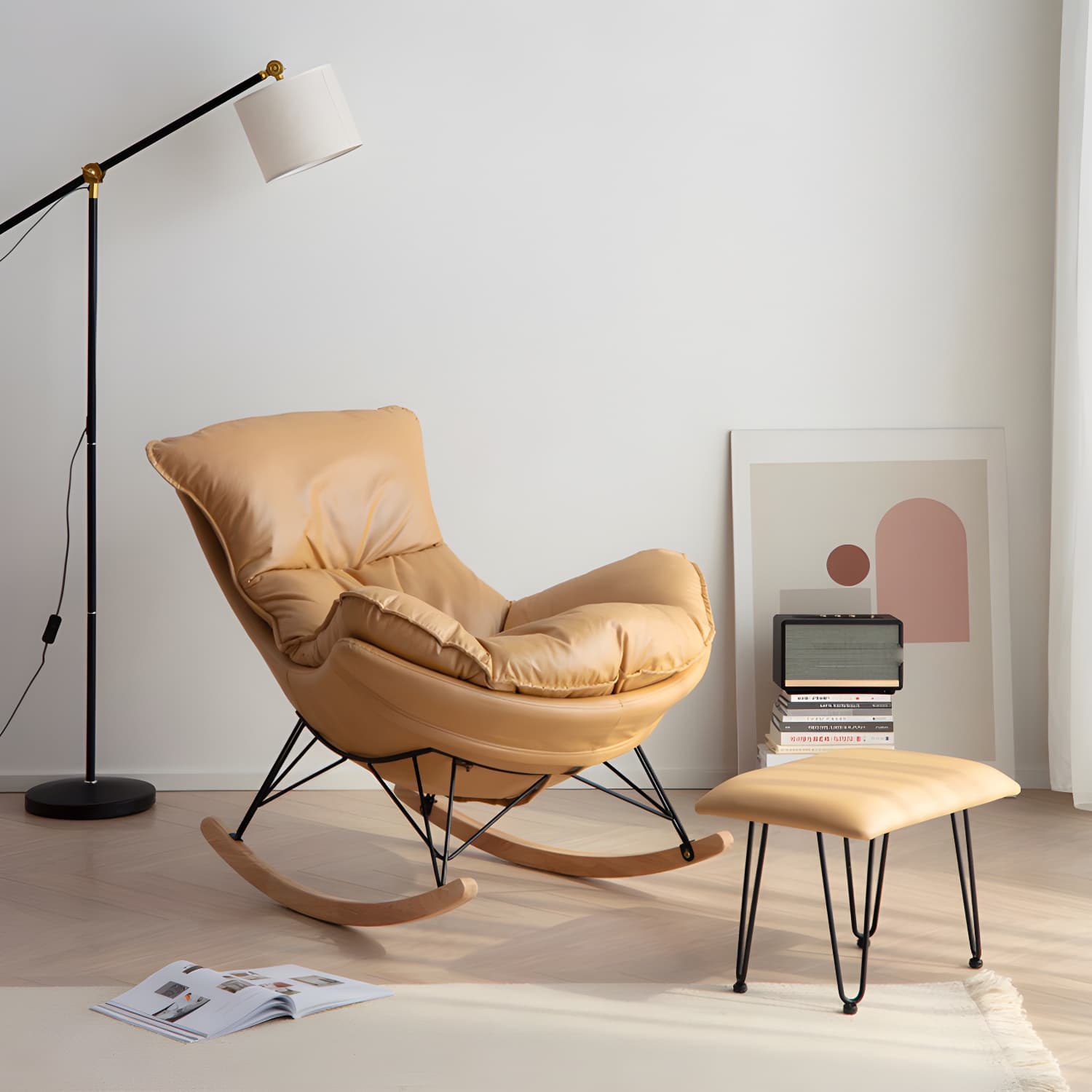 Solid Wood Rocking Chair Modern Rocker Chair with Removable Cushions - image 7