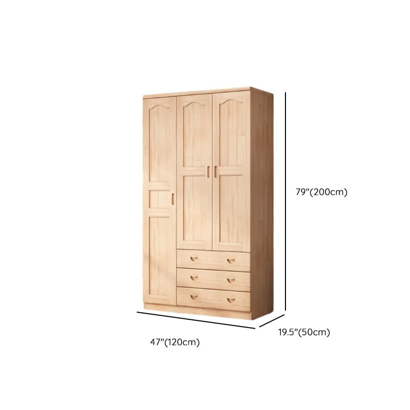 Modish Natural Color Reclaimed Wood Wardrobe Armoire with Soft Close Drawer, Soft Close Door - image 10
