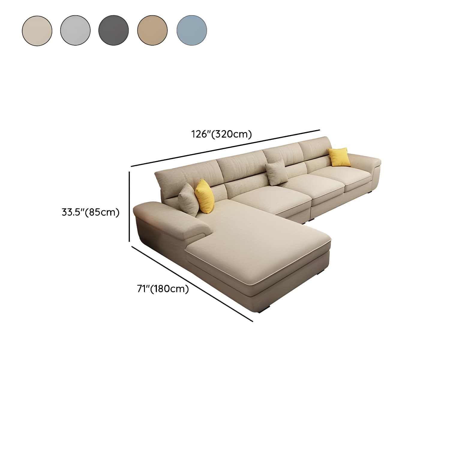 Modern L-Shape Wood Sectional Sofa Chaise with Pillow Top Arm and 3 Piece Set - image 14