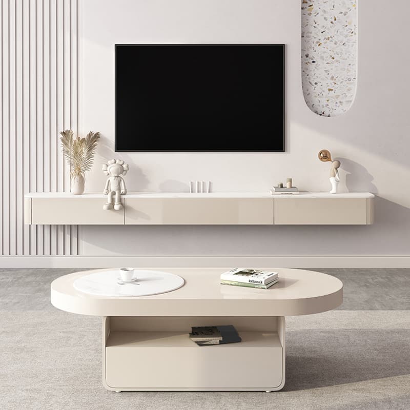 Contemporary Rectangular Wall Mounted TV Stand with Door Living Room - image 14