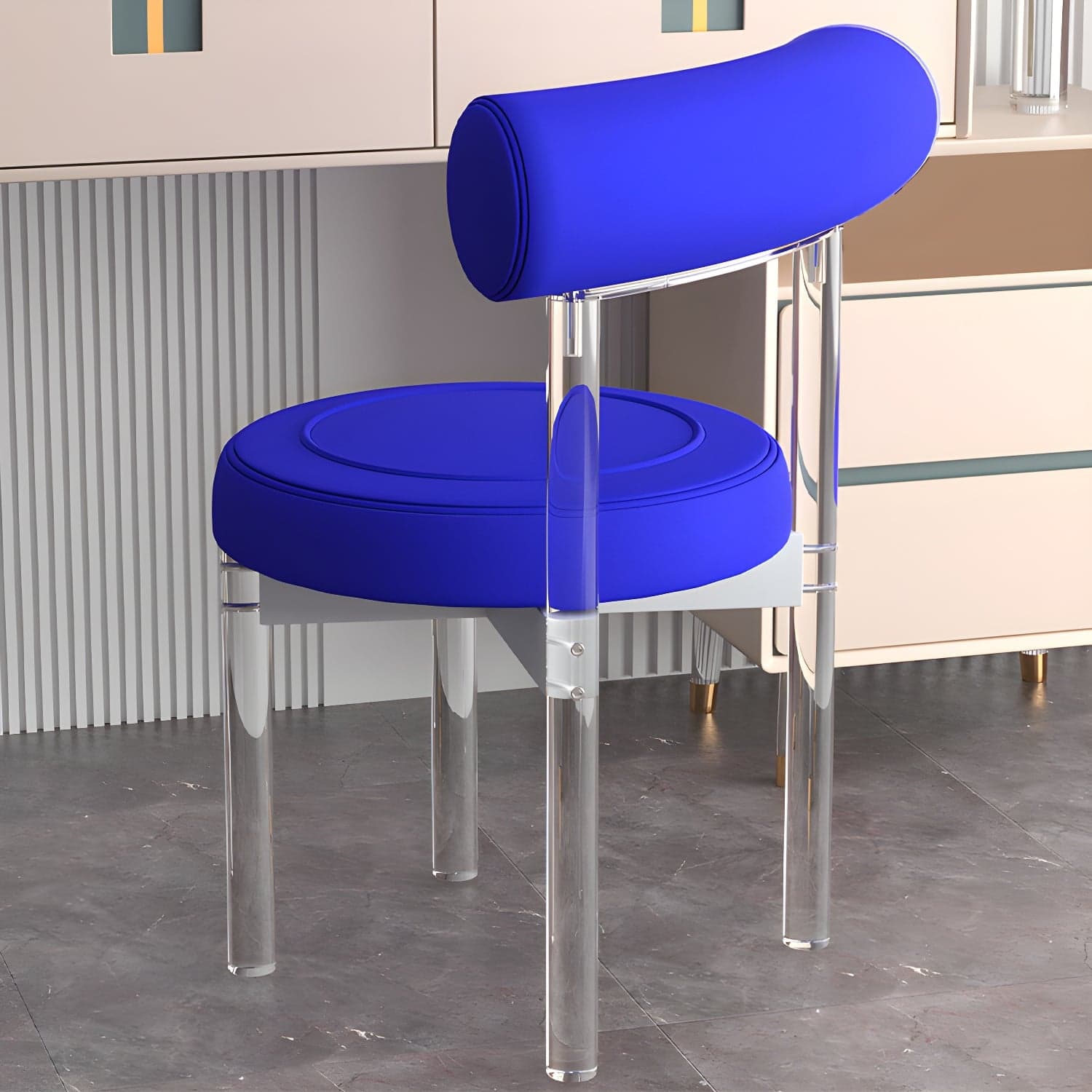 Clear Leg Modern Side Chair with Low Back and Upholstered Polyurethane Seat - image 5