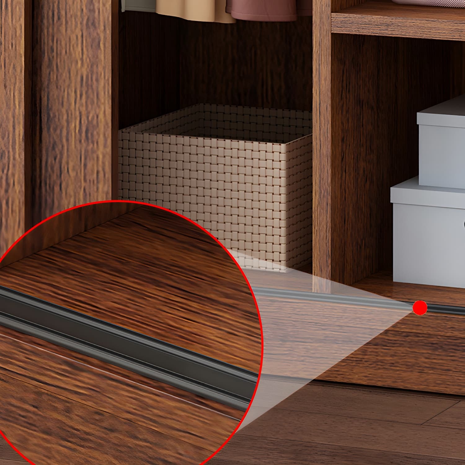 Non-Adjustable Traditional Brown Wood Wardrobe Armoire with Sliding Doors and Soft Close Drawers - image 8