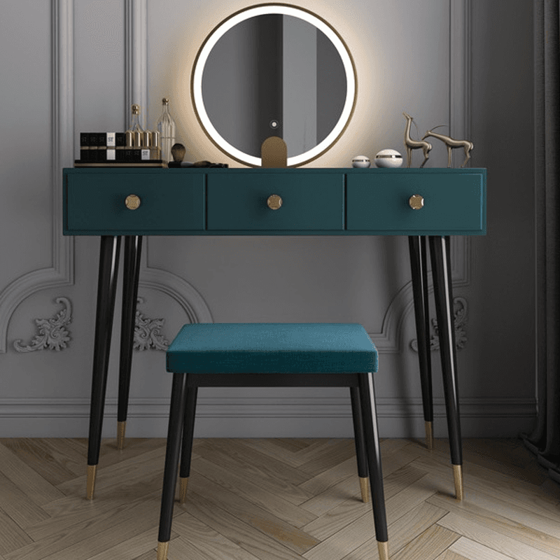 Modish Standard/Small Makeup Vanity with Solid+Engineered Wood Table Top and 3/2 Drawers - image 10