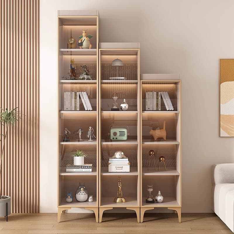Simple Rectangular Standalone Accent Cabinet with Closet, Laminate Countertop, Glazed Door, and Sand Top - image 4
