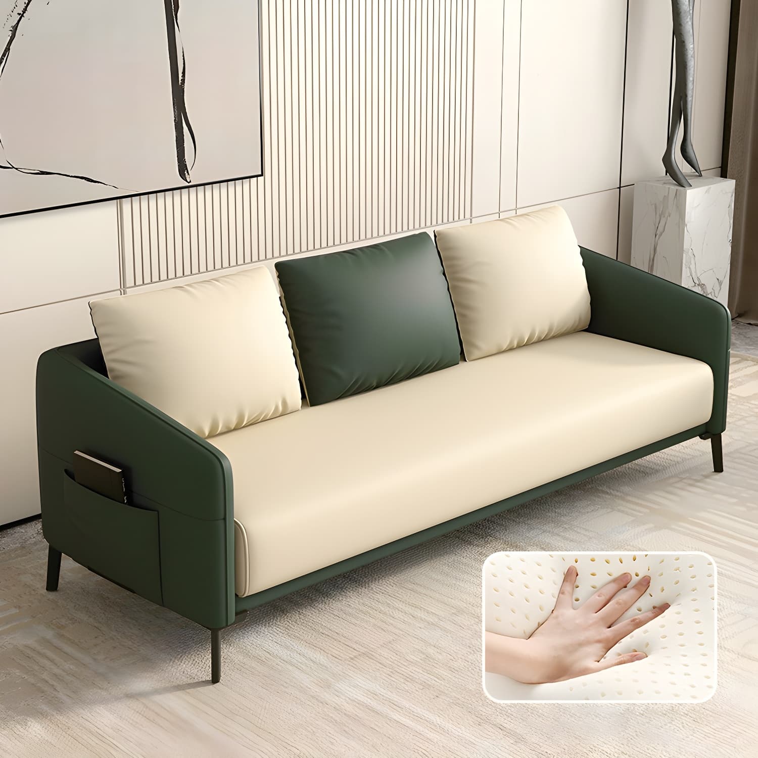 Modern Wood Frame Standard Sofa with Square Arms in Solid Color & Tear Resistant - image 15