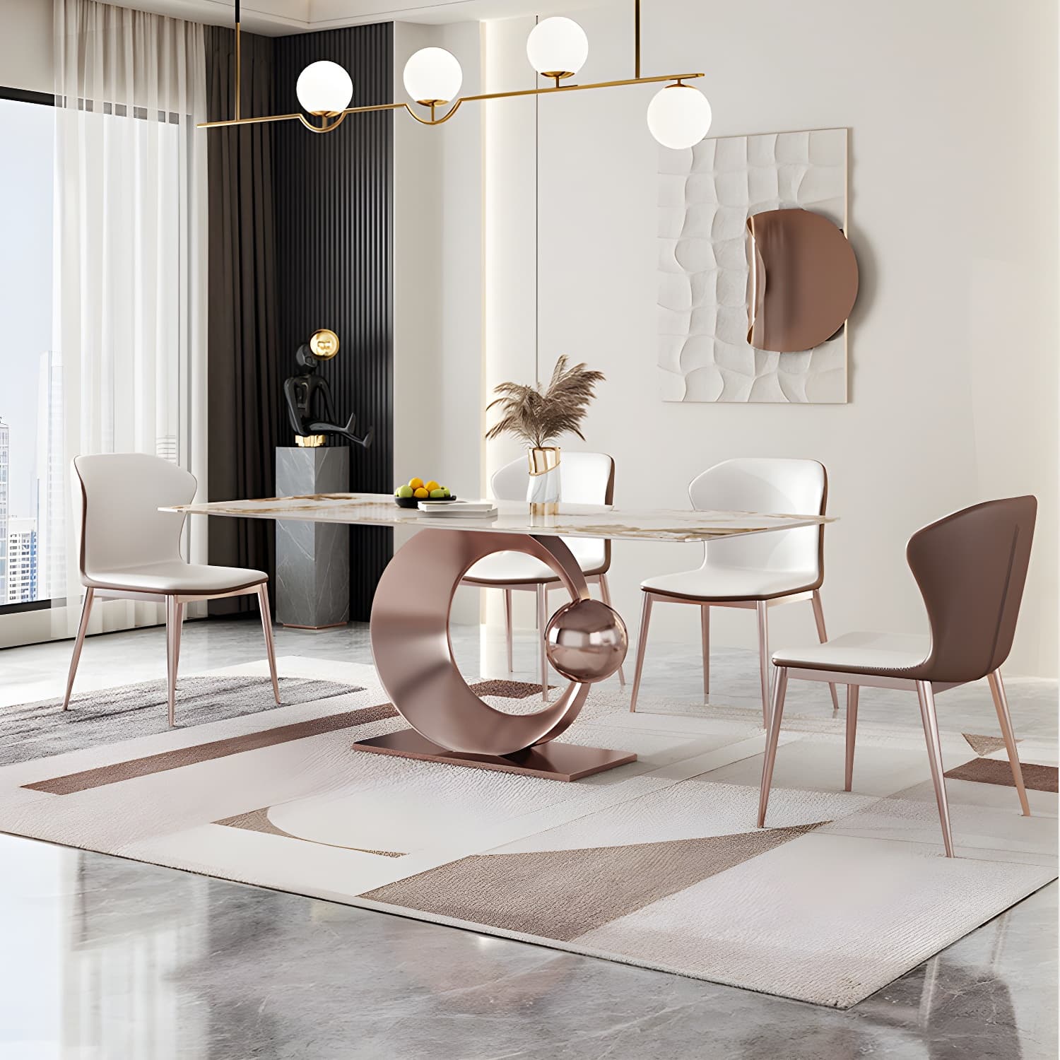 Modern Style Sintered Stone Dining Table Set 1/4/5/7/9 Pieces Dining Set for Home Use - image 9