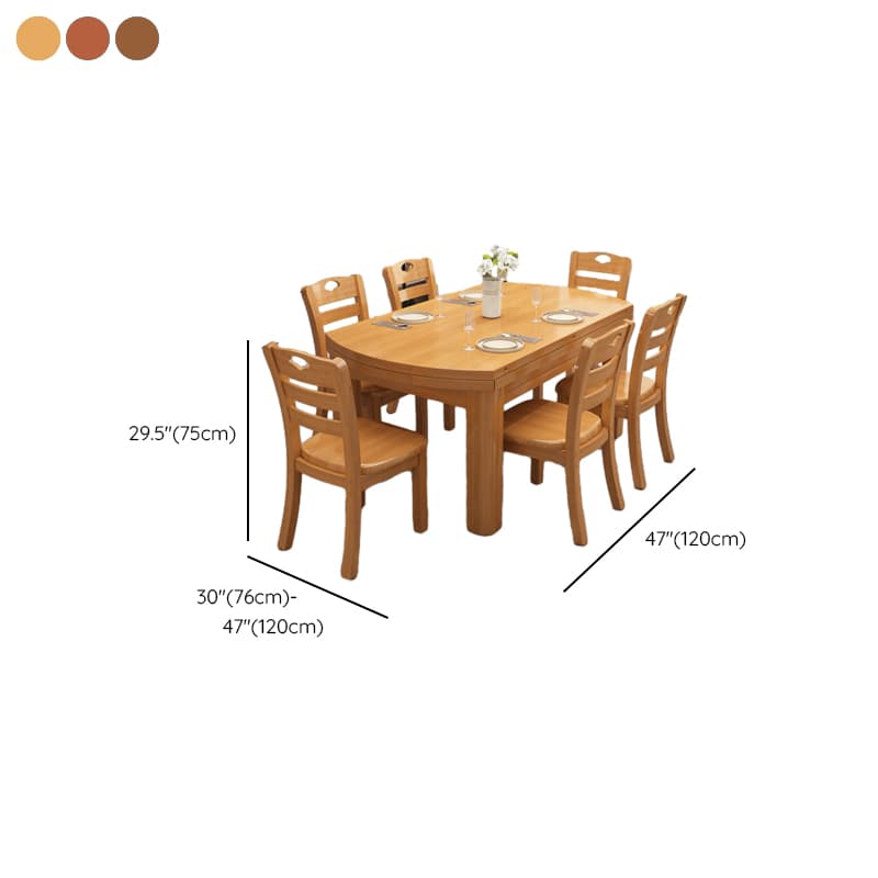Oval Rubberwood Dining Table Set, Seats 6, Copper/Natural Finish - image 6