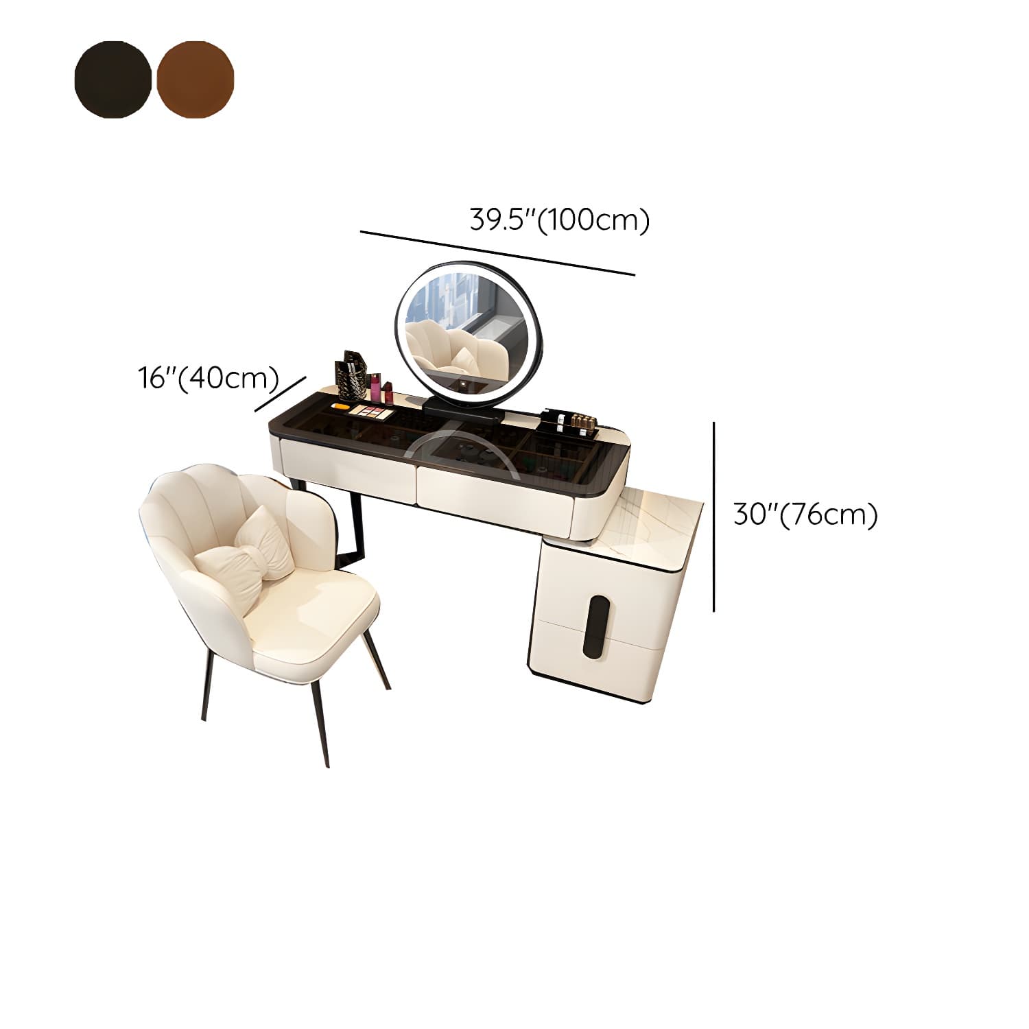 Glam Glass Vanity Dressing Table 29.9" H Bedroom Makeup Counter with Drawer - image 26