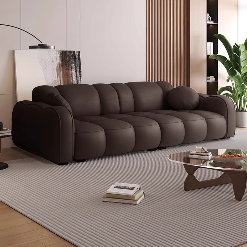 Modish Solid Color Standard Sofa Stain Resistant/Water Resistant Dove Grey/Apricot Color/Mocha with 2 Pillows & Armrest for 4 Person/3-seater