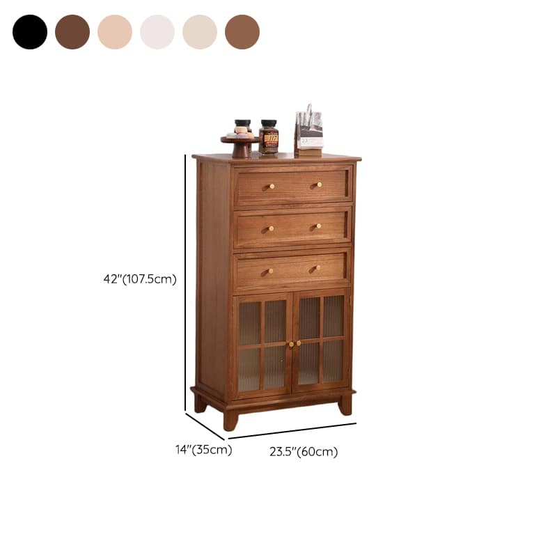 Rectangular Damp-proof Accent Cabinet with Storage Drawer, Closet, Glazed Door, Cabinet Knobs in Chalk/Brown/Wood Color - image 16