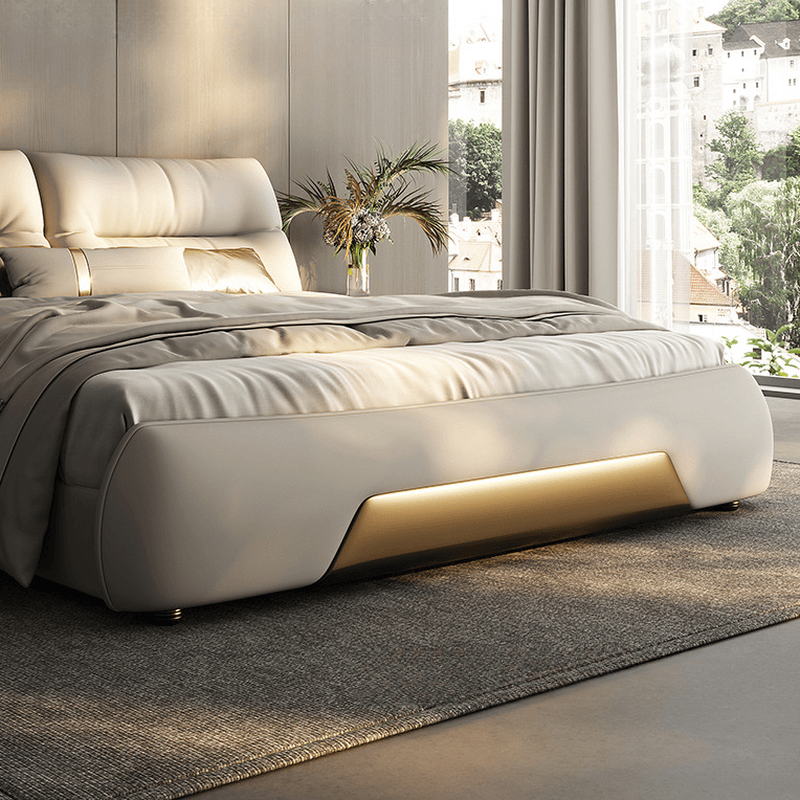 Beige Solid Color Storage Bed/Platform Bed with Pine Wood Frame for Living Room - image 3