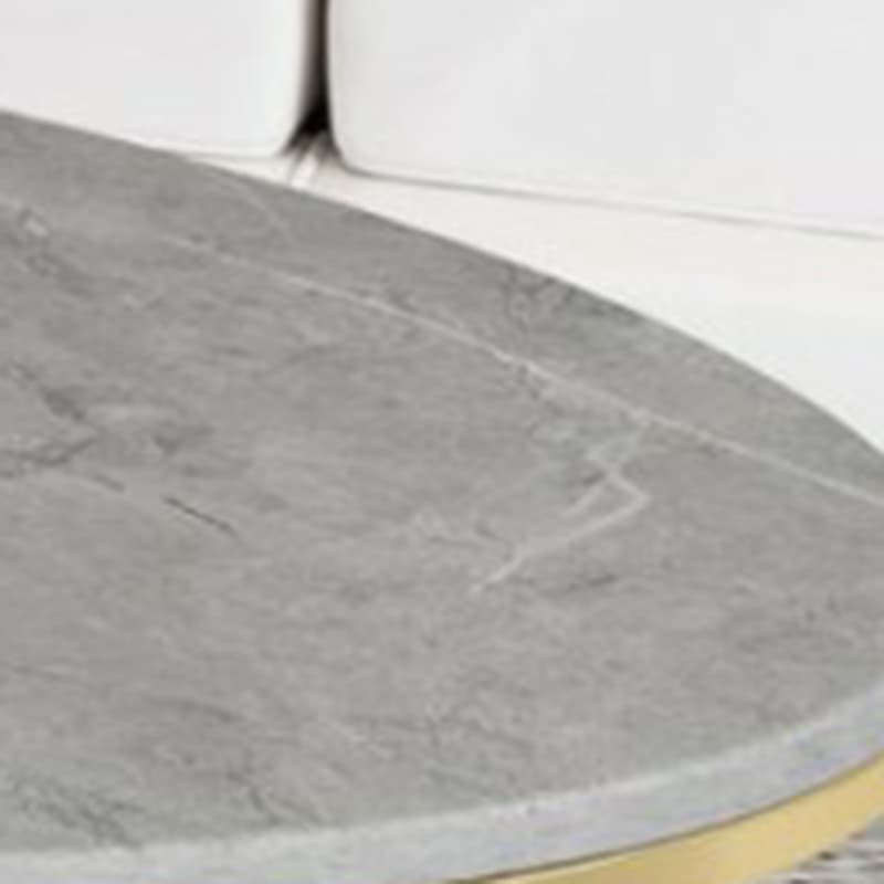 Glam Style Stone Top Oval Coffee Table with Both Shelf and Storage, Durable Iron Four Leg Base - image 7