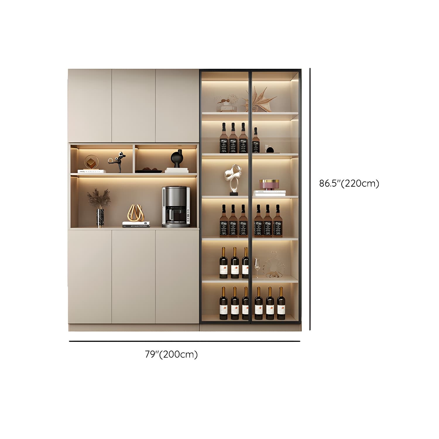 Contemporary Champagne Engineered Wood Shelves Included Sideboard with Doors - image 20