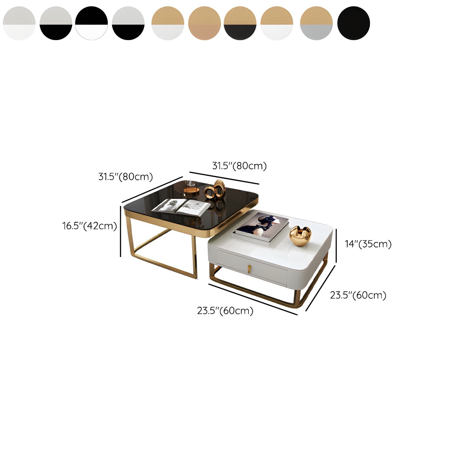 Glam Style Square Coffee Table with Drawer in Metal Frame Base - image 13