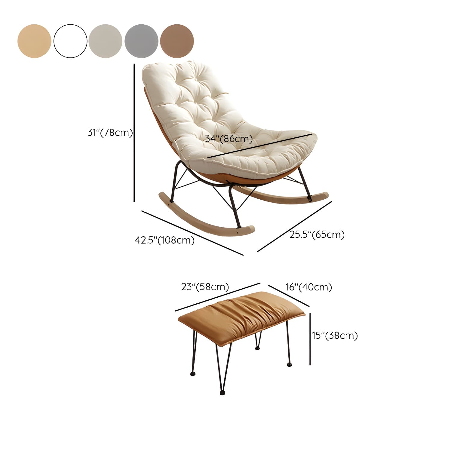 Upholstered Rocking Chair with Wood Legs - Armless Design, Resistant to Scratches and Stains - image 16