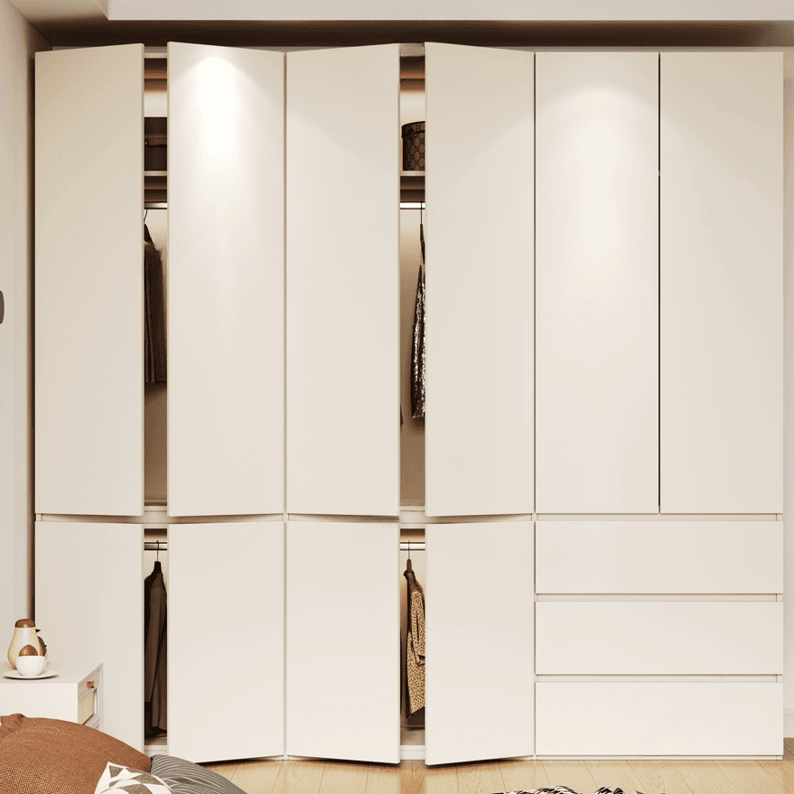 White Modish Wooden Independent Wardrobe Armoire with Soft Close Drawer, Soft Close Door, and Interior Shelves - image 3